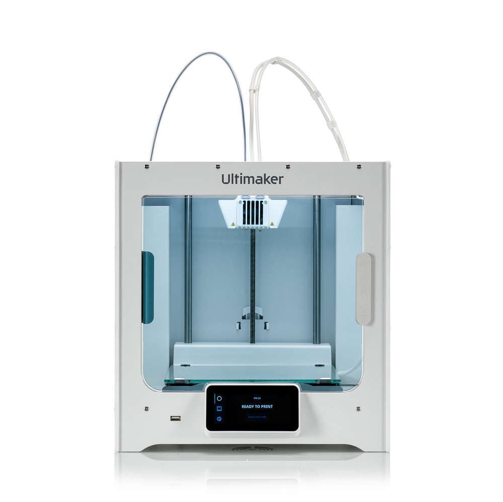 Ultimaker S3 desktop 3D printer with its dual print head