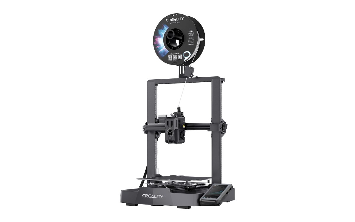 Creality Ender-3 V3 KE 3D printer with a filament spool mounted on top